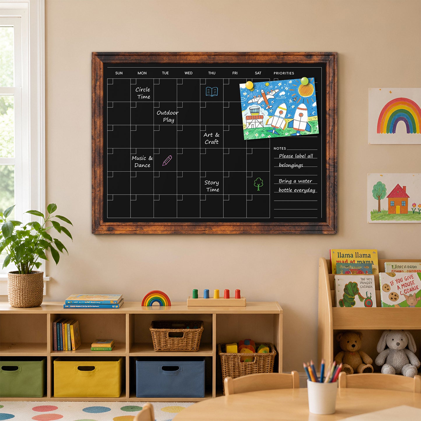 Chalk Board 24" x 18", 36" x 24"Magnetic Calendar Chalkboard for Wall Hanging Chalkboards Sign Monthly Planner