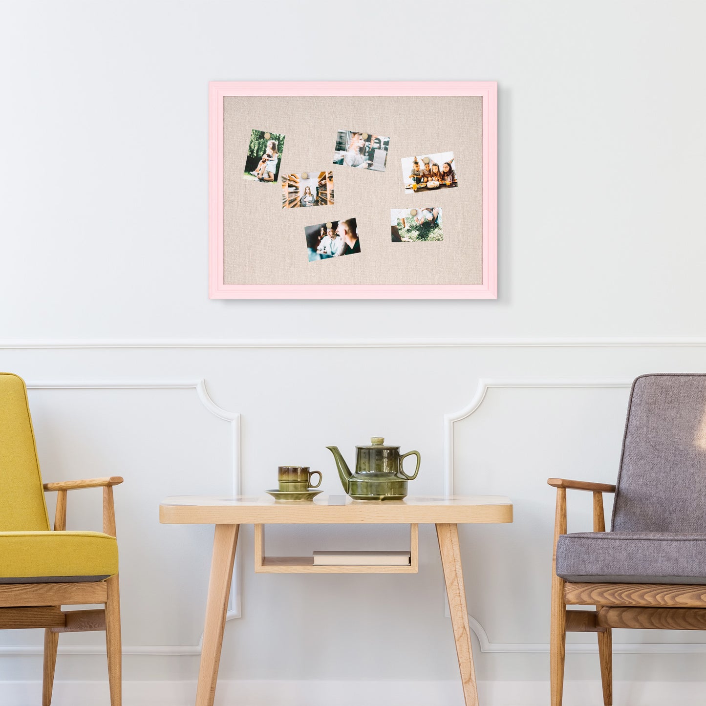 Pink Bulletin Board Pink Cork Board with Linen, Wood Framed 18"x 24" Corkboard Bulletin Board for Wall Decor