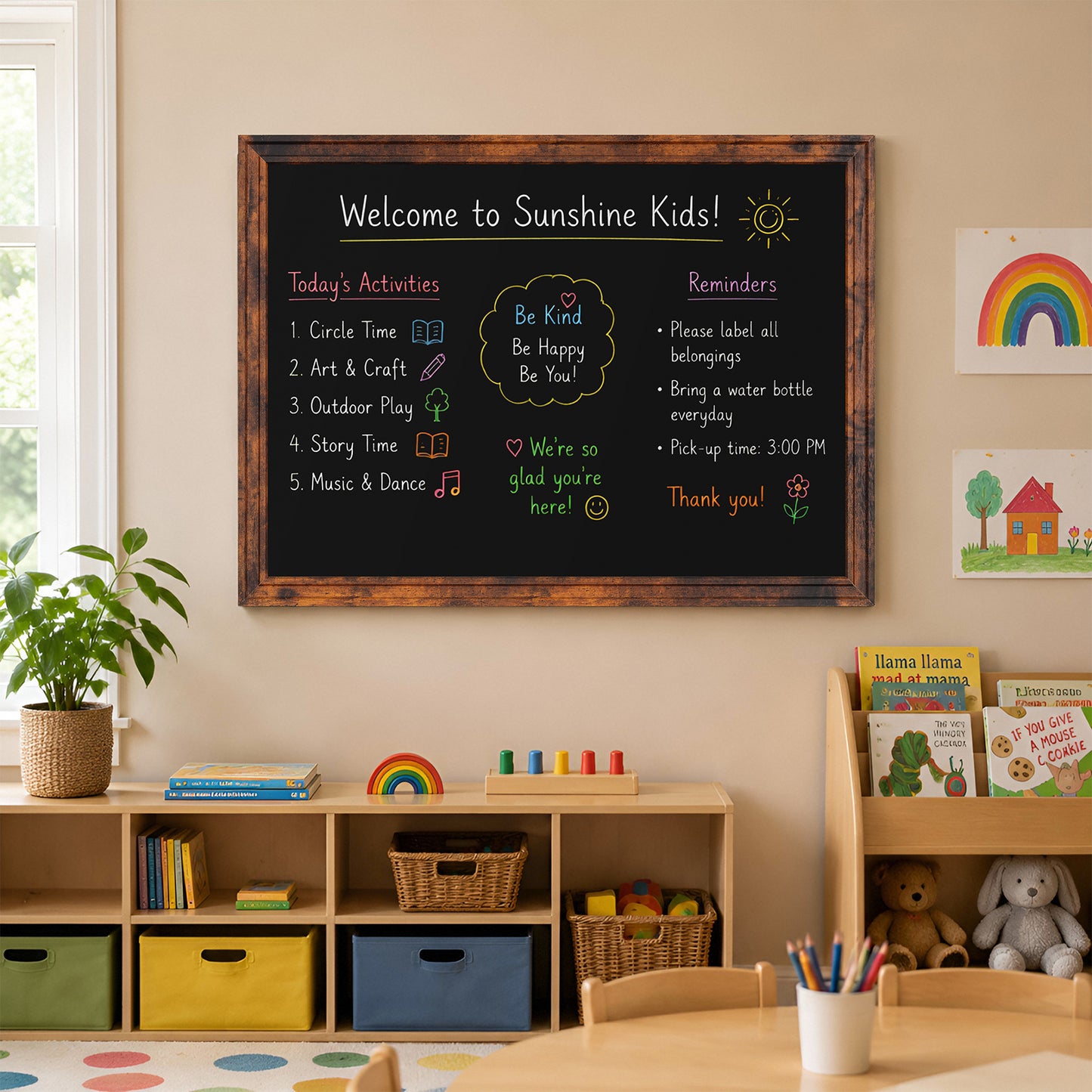 Magnetic Chalkboard 24"x18", 36"x24" Large Blackboard, Hanging Chalk Board for Wall Rustic Blackboard Hanging Chalkboards
