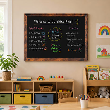 Magnetic Chalkboard 24"x18", 36"x24" Large Blackboard, Hanging Chalk Board for Wall Rustic Blackboard Hanging Chalkboards