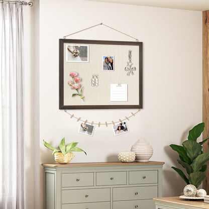 Bulletin Board Beige Cork Board with Linen, 18"x 24" Double Sided Corkboard Bulletin Board