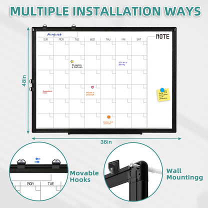 Magnetic Whiteboard Calendar Whiteboard Wall Dry Erase Calendar Board Large Planner Double Sided White Board