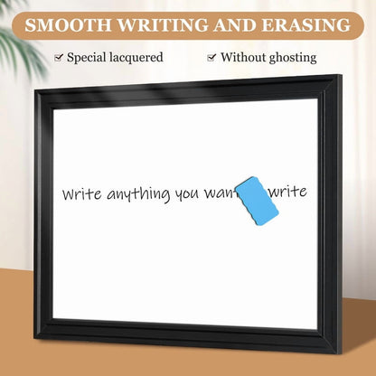 Magnetic Dry Erase Whiteboard for Wall Magnetic White Board with Real Black Wooden Frame