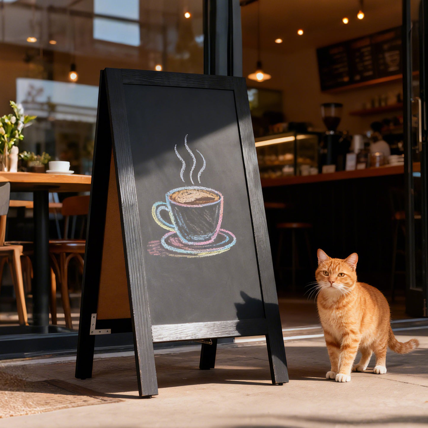 A-Frame Chalkboard 40" x 20", Double-Sided Magnetic Chalkboard Easel, 8 Markers 8 Magnets 1 Rag-Black