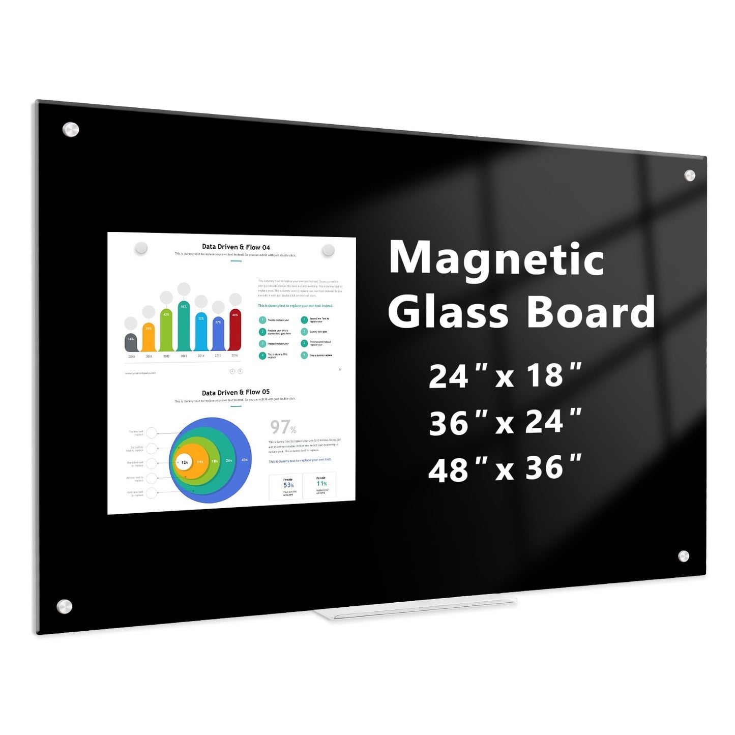Black Glass Dry Erase Board Magnetic Glass Board Frameless Glass Blackboard Magnetic Dry Erase Glass Board