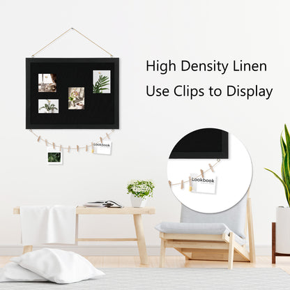 Black Linen Board 1-Pack 16‘’x 12'', High Density Linen, Use Clips to Display