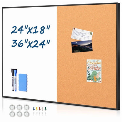 Combination Magnetic Whiteboard Cork Bulletin Board Combo Dry Erase White Board for Wall Cork Pin Board