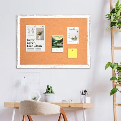 Cork Board for Wall, Rustic Wooden Frame with 10 Pushpins for Homeoffice