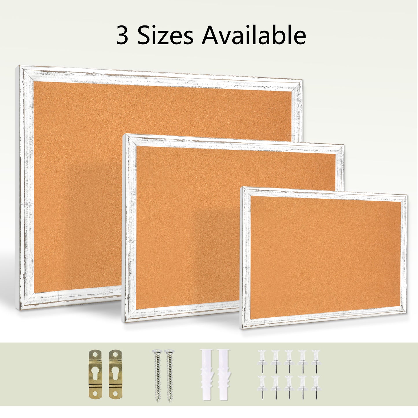 DOLLAR BOSS Cork Board for Wall, Rustic Wooden Frame with 10 Pushpins 3 Sizes Available