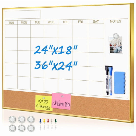 Dry Erase Calendar Whiteboard Cork Board Combo Magnetic White Board Calendar Dry Erase for Wall