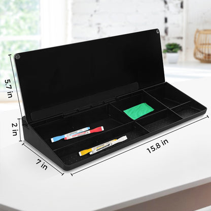 Glass Desktop Whiteboard with Storage Drawer, Black-black Box Size