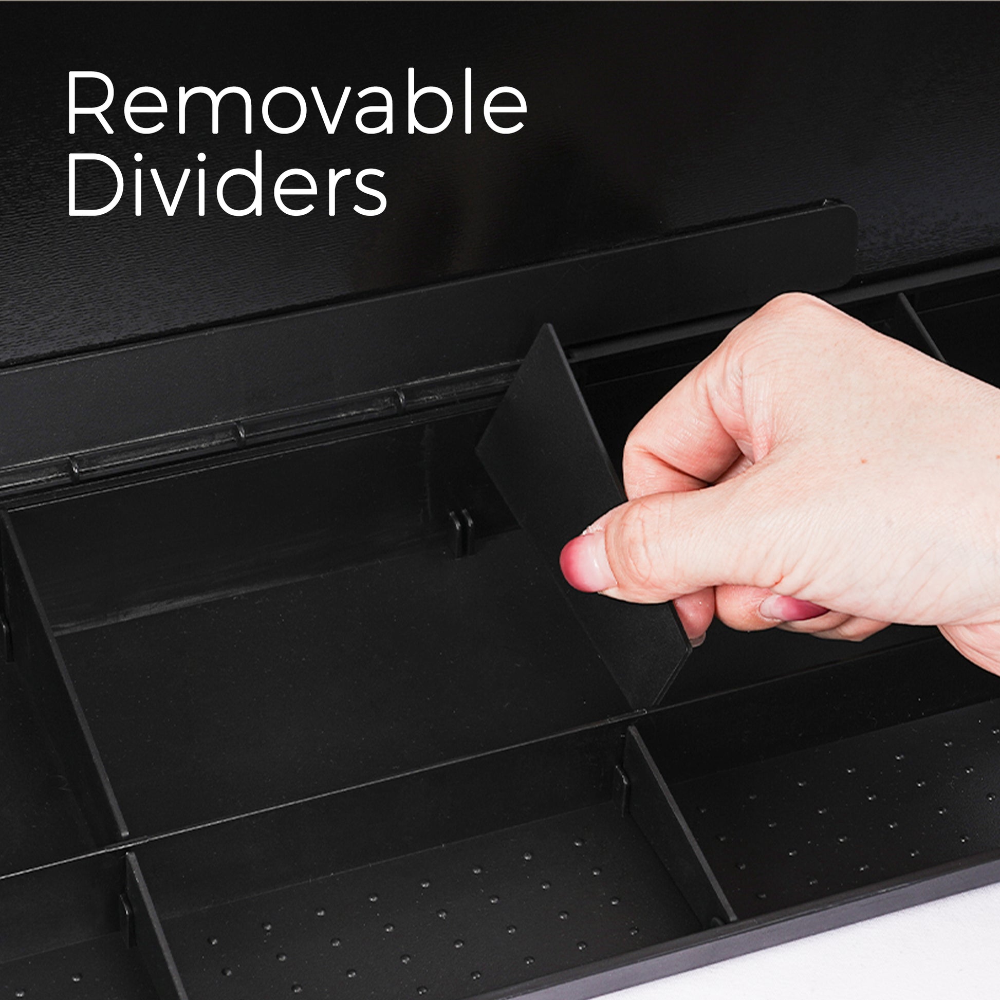 Glass Desktop Whiteboard with Storage Drawer, Black-black Box  with Removable Dividers