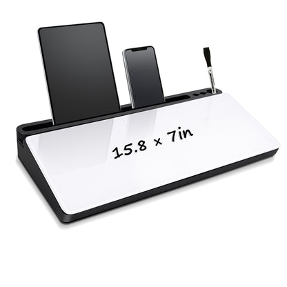 Glass Desktop Whiteboard with Storage Drawer, Black-white Box 15.8x 7in