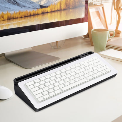 Glass Desktop Whiteboard with Storage Drawer, Black-white Box Available for Keyboard 