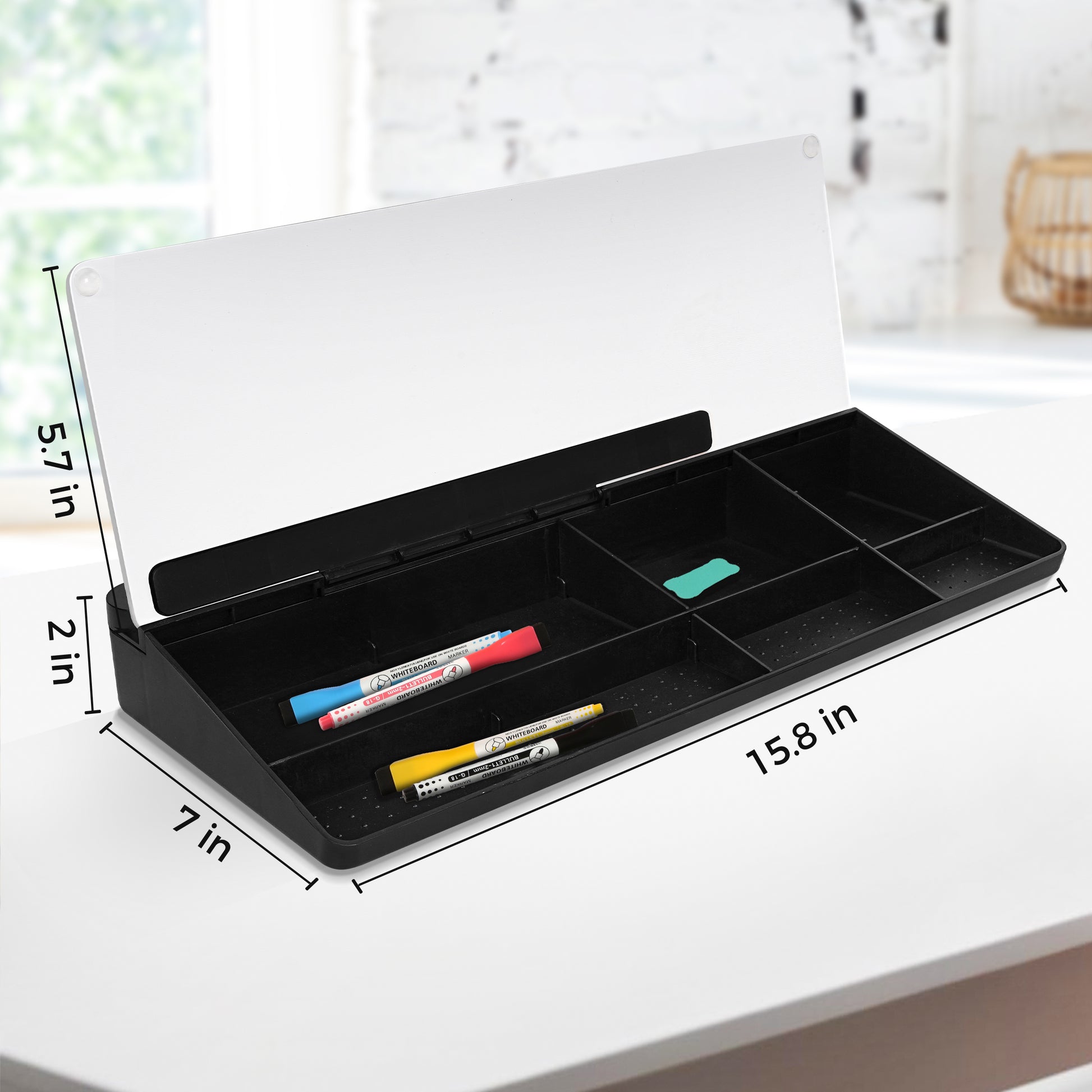 Glass Desktop Whiteboard with Storage Drawer, Black-white Box Size