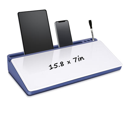 Glass Desktop Whiteboard with Storage Drawer, Blue-white Box 15.8x 7in