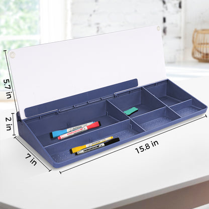 Glass Desktop Whiteboard with Storage Drawer, Blue-white Box Size