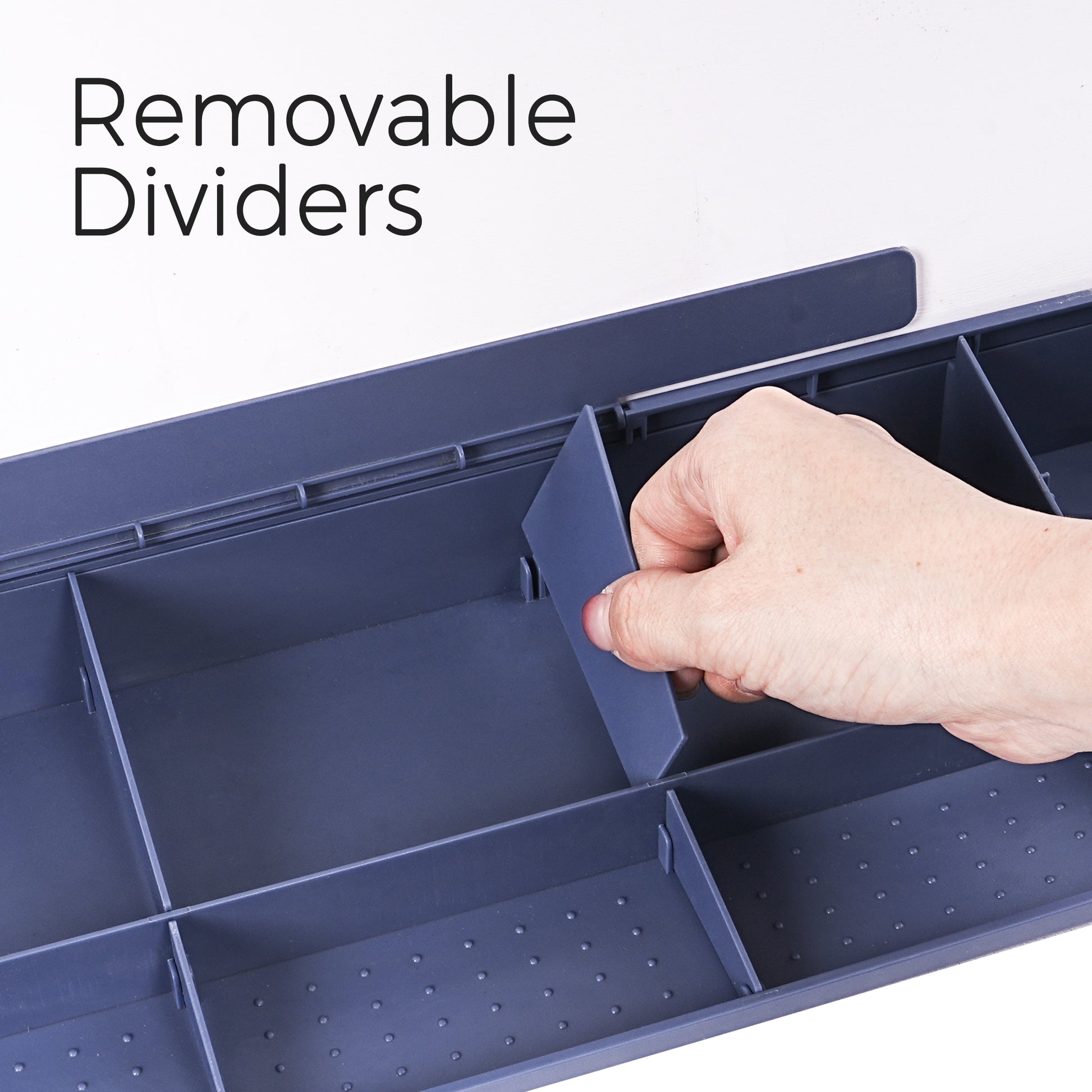 Glass Desktop Whiteboard with Storage Drawer, Blue-white Box with Removable Dividers