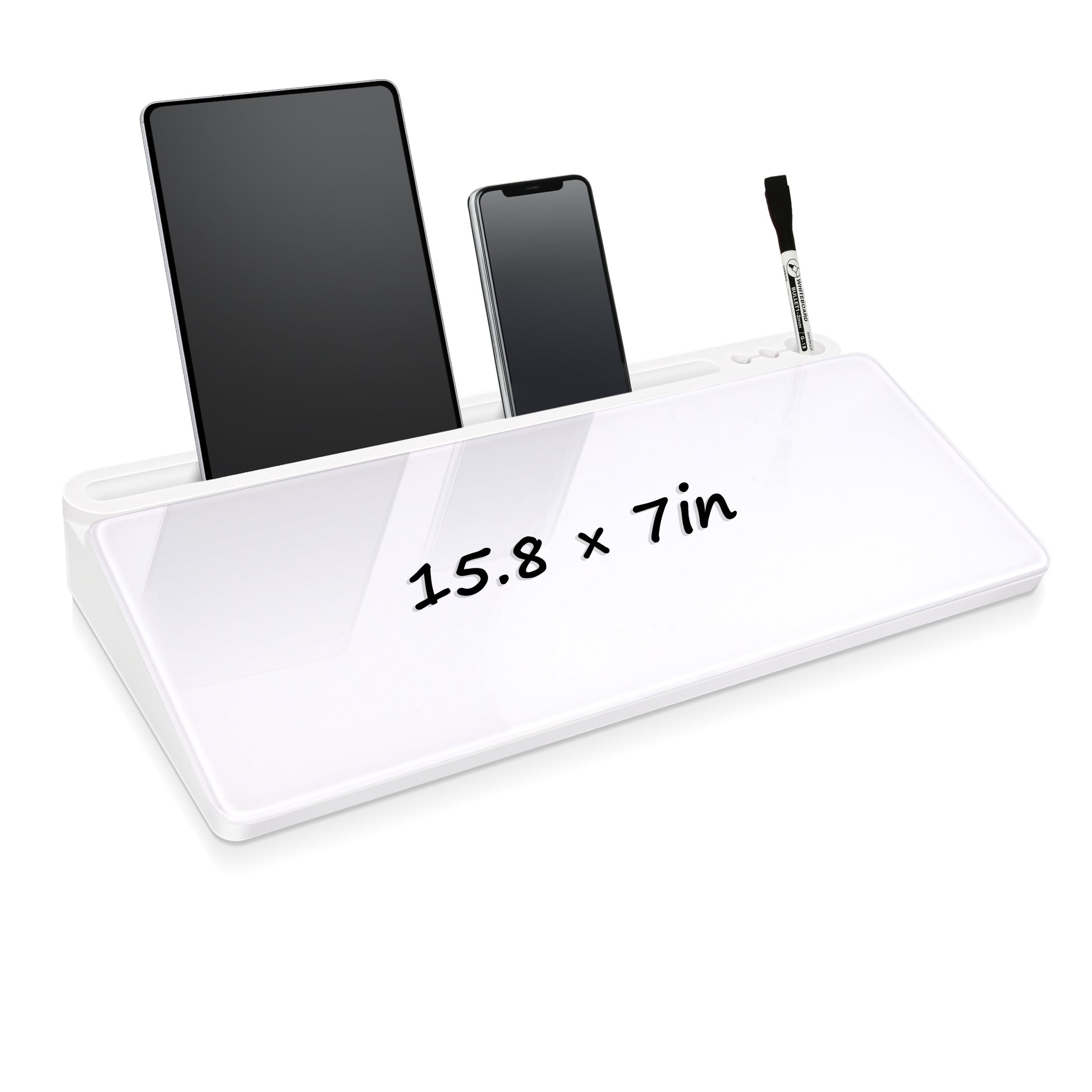 Glass Desktop Whiteboard with Storage Drawer, White-white box 15.8x 7 in