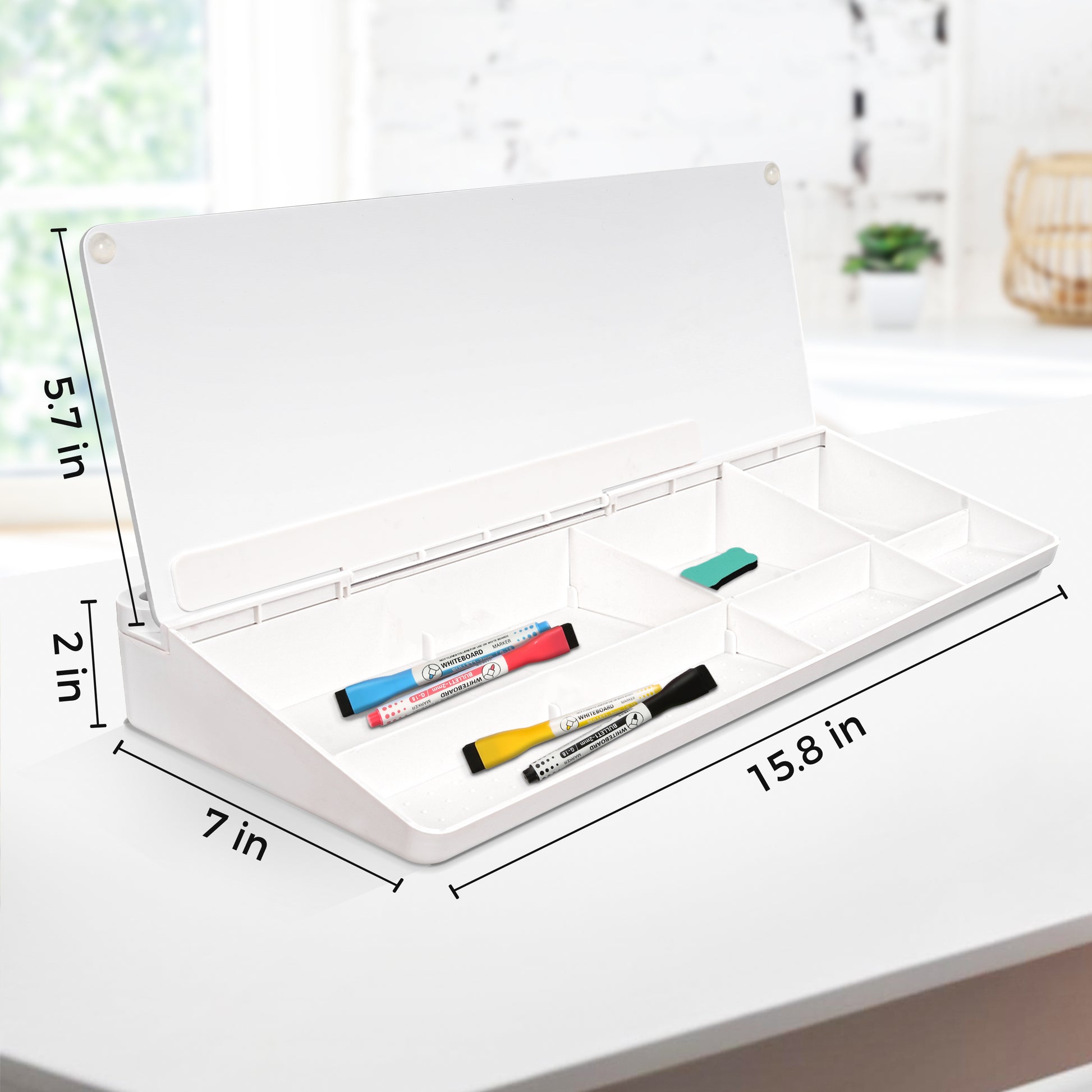 Glass Desktop Whiteboard with Storage Drawer, White-white box, Size
