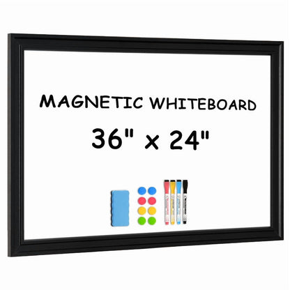 Magnetic Dry Erase Whiteboard for Wall Magnetic White Board with Real Black Wooden Frame