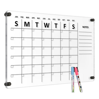 Large Oversize Crystal Clear Acrylic Wall Calendar Dry & Erase Board 24x16 in Monthly Family Calendar