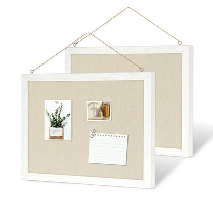 Linen Board 2-Packs 16''X 12'' Wood Framed with 20 Pushpins, White