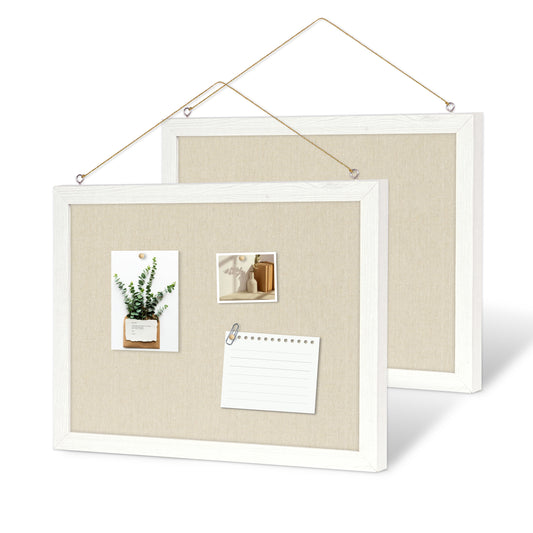 Linen Board 2-Packs 16''X 12'' Wood Framed with 20 Pushpins, White