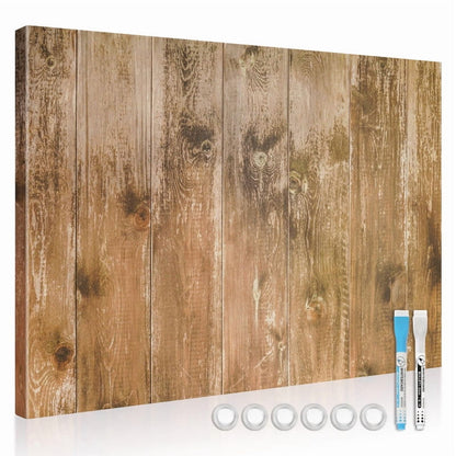 Magnetic Boards for Wall Dry Erase Board 18 x 24 inches Decorative White Board for Wall with Design Brown Wooden Planks