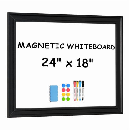 Magnetic Dry Erase Whiteboard for Wall Magnetic White Board with Real Black Wooden Frame