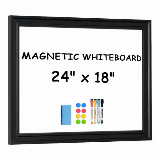 Magnetic Dry Erase Whiteboard for Wall Magnetic White Board with Real Black Wooden Frame