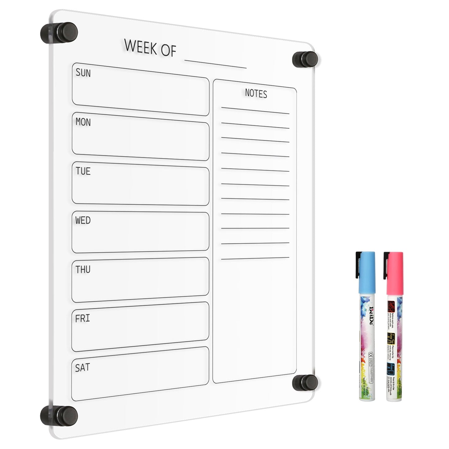 Small Acrylic Calendar for Wall 12x14 in Clear Acrylic Wall Calendar, Clear Wet & Dry Erase Calendar Frameless Weekly Planner