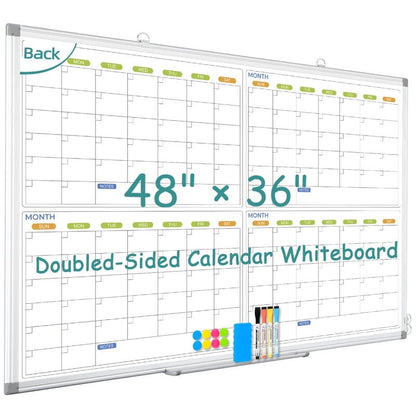 White Board Calendar Dry Erase Wall Mount 4 Monthly Calendar Whiteboard 4 Month White Board Calendar Planner Schedule Board