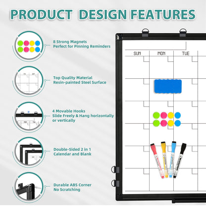 Magnetic Whiteboard Calendar Whiteboard Wall Dry Erase Calendar Board Large Planner Double Sided White Board