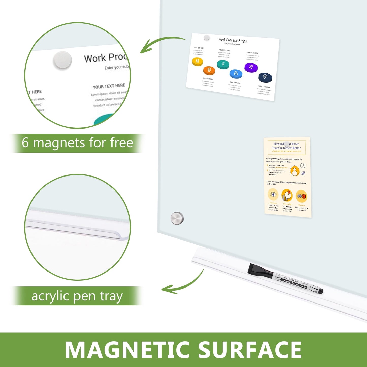 Magnetic Glass Whiteboard Glass Dry Erase Board Wall Mounted Glass Magnetic Whiteboard