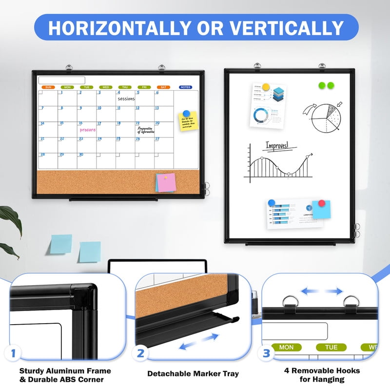 Monthly Dry Erase Calendar Whiteboard Calendar Cork Board Combo Calendar Bulletin Board