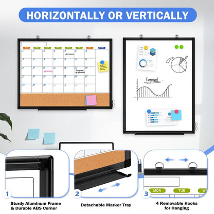 Monthly Dry Erase Calendar Whiteboard Calendar Cork Board Combo Calendar Bulletin Board