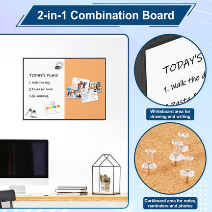 Combination Magnetic Whiteboard Cork Bulletin Board Combo Dry Erase White Board for Wall Cork Pin Board