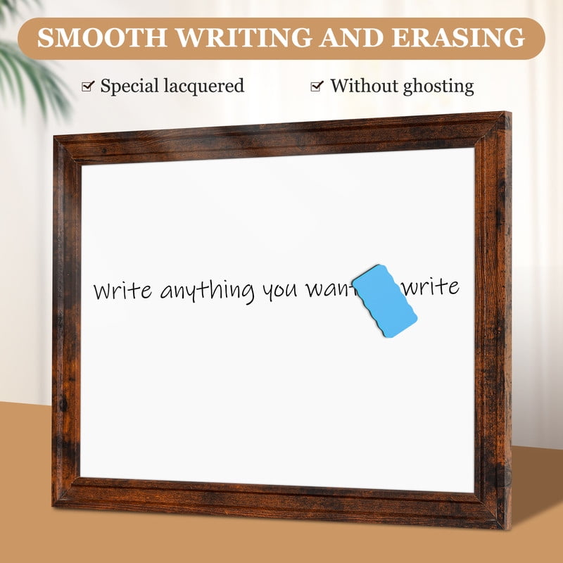Magnetic Dry Erase Whiteboard Magnetic Whiteboard for Wall Vintage Wooden Framed