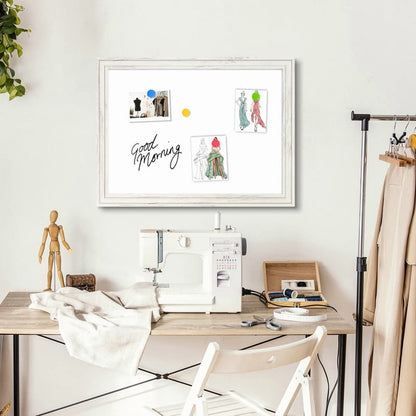 Dry Erase White Board Magnetic Whiteboard White Vintage Wood Frame Wall-Mounted White Board