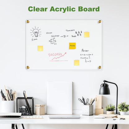 Acrylic Dry Erase Board Clear White Board for Wall Acrylic Writing Board Non-Magnetic Floating Ultra-Thick Dry Erase Board