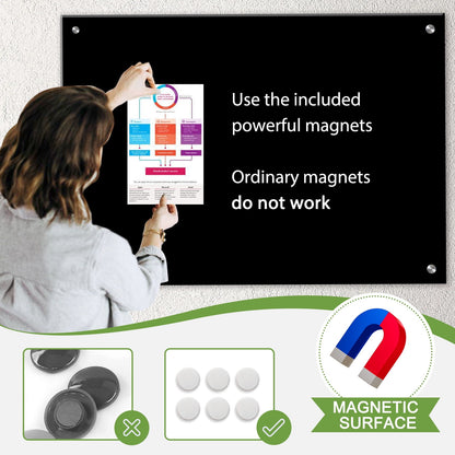 Black Glass Dry Erase Board Magnetic Glass Board Frameless Glass Blackboard Magnetic Dry Erase Glass Board
