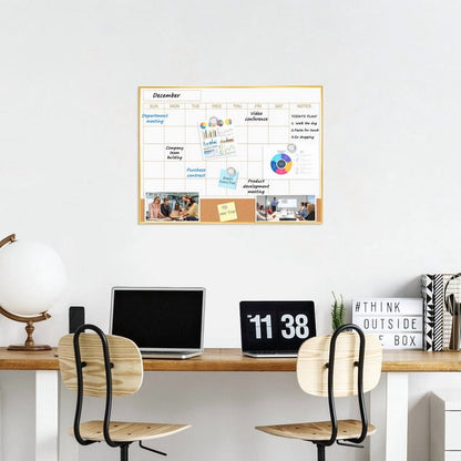 Dry Erase Calendar Whiteboard Cork Board Combo Magnetic White Board Calendar Dry Erase for Wall