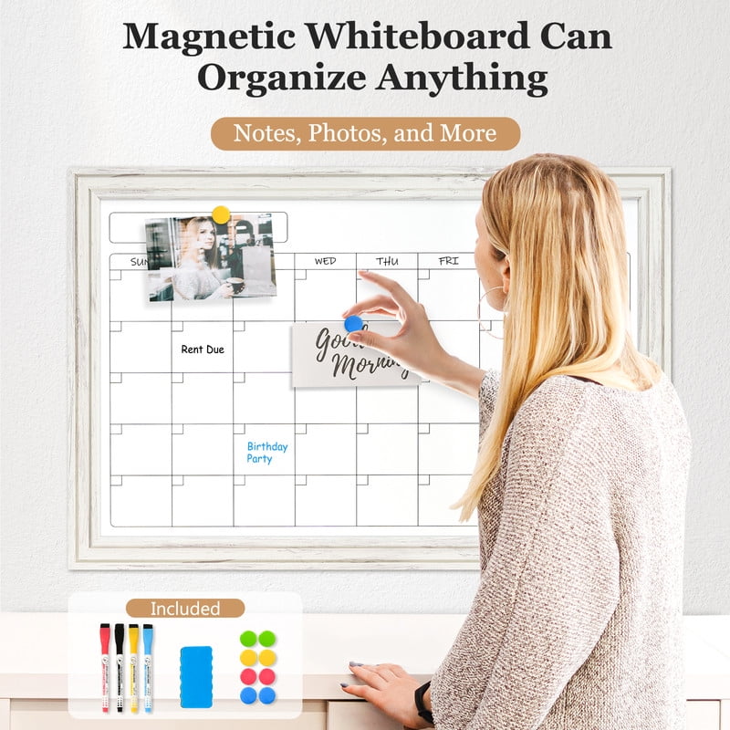 Dry Erase Whiteboard Calendar Magnetic White Board Magnetic Whiteboard for Wall Schedule Planner Board Wall-Mounted Calendar