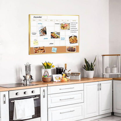 Dry Erase Calendar Whiteboard Cork Board Combo Magnetic White Board Calendar Dry Erase for Wall