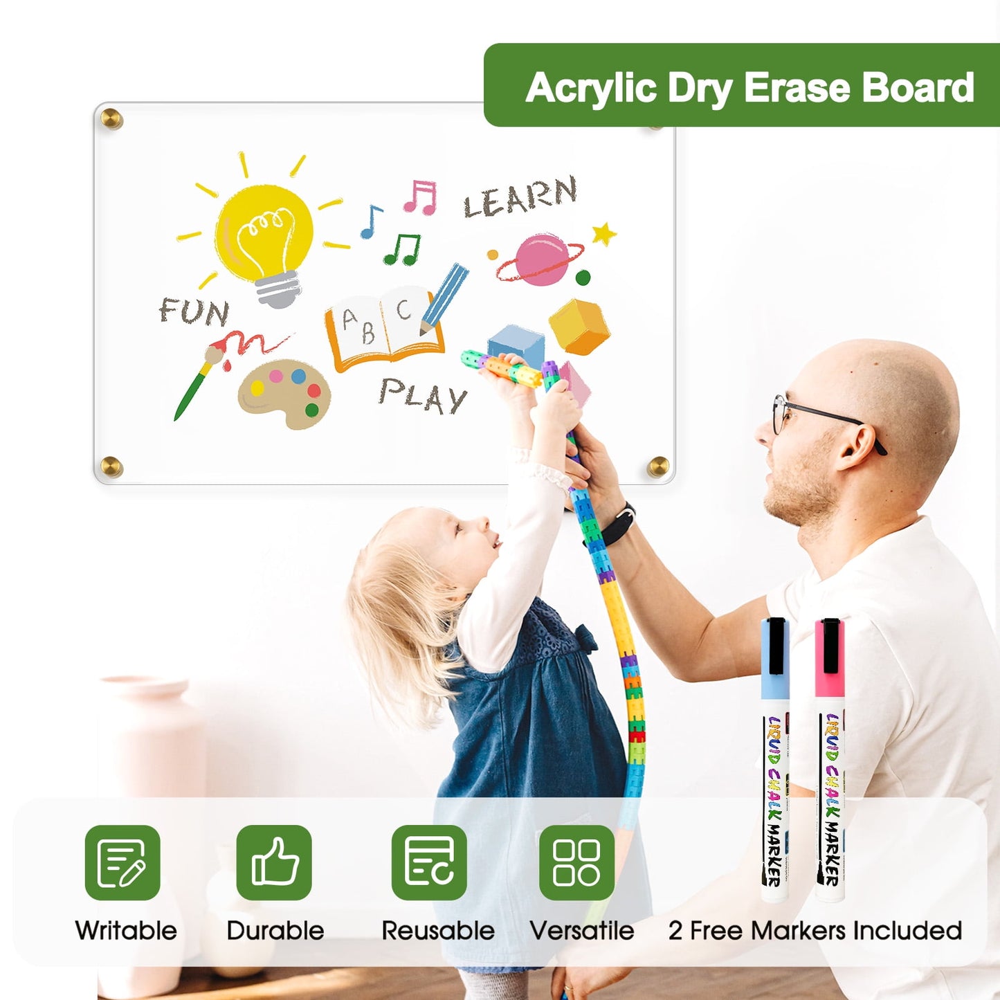 Acrylic Dry Erase Board Clear White Board for Wall Acrylic Writing Board Non-Magnetic Floating Ultra-Thick Dry Erase Board
