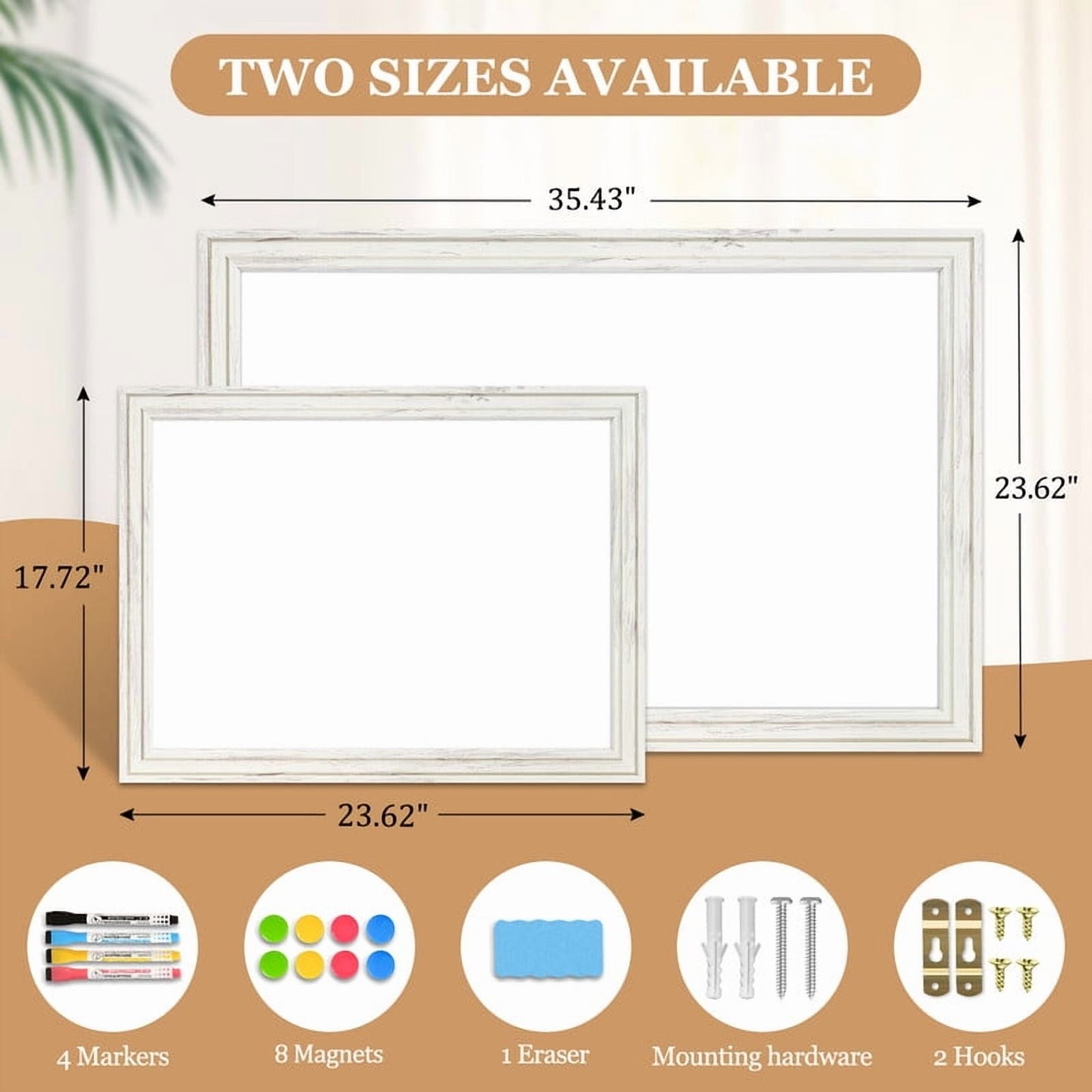 Dry Erase White Board Magnetic Whiteboard White Vintage Wood Frame Wall-Mounted White Board