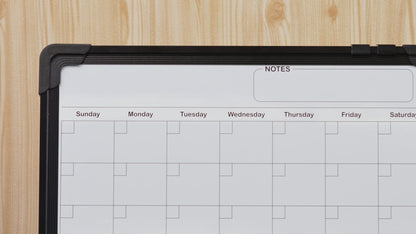 Whiteboard Calendar, Double-Sided, 16" x 12" Monthly Planner with 8 Markers 8 Magnets 1 Eraser-Black