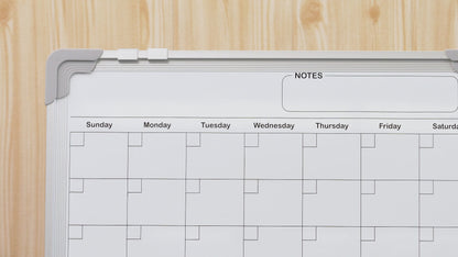 White Board Calendar, Double-Sided, 16" x 12" Monthly Planner with 8 Markers 8 Magnets 1 Eraser-Silver