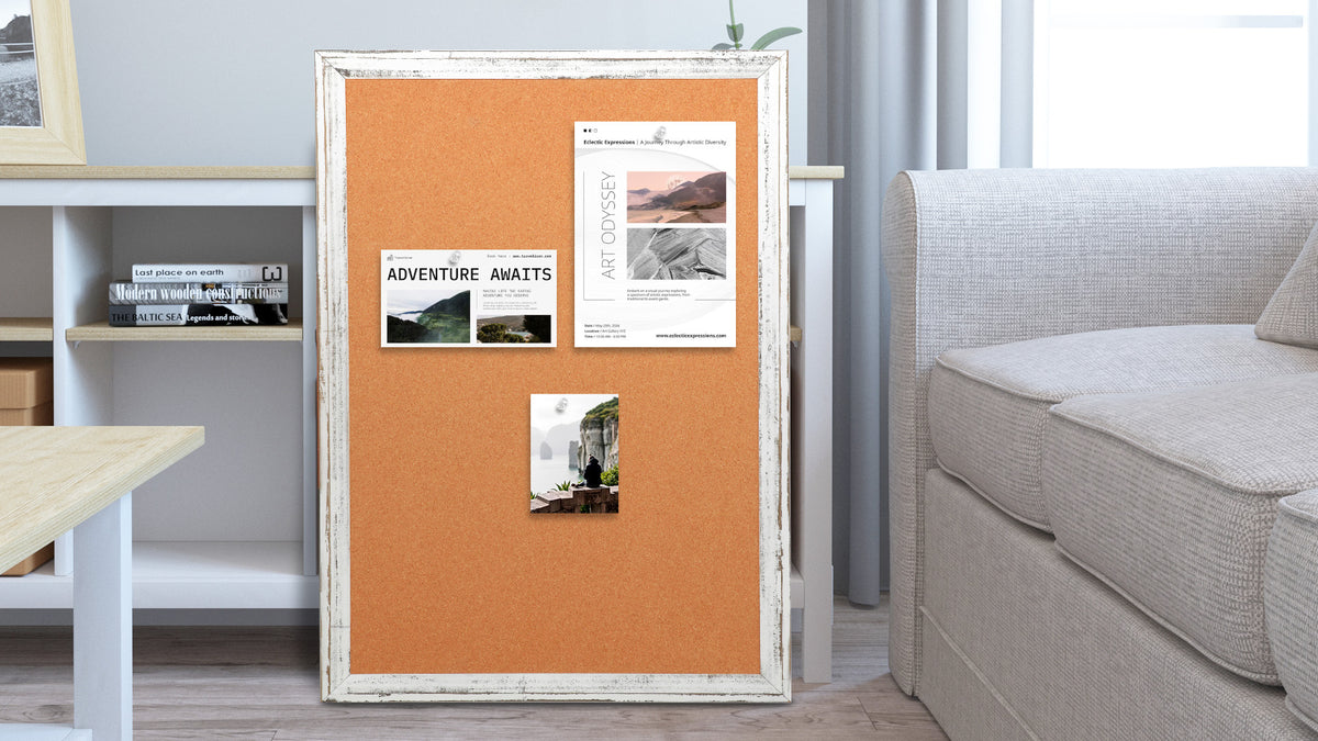Dahapyboo Cork Board Bulletin – 12″ X 17″ Oak Wood Frame, Wall Mount, Office Pin Board